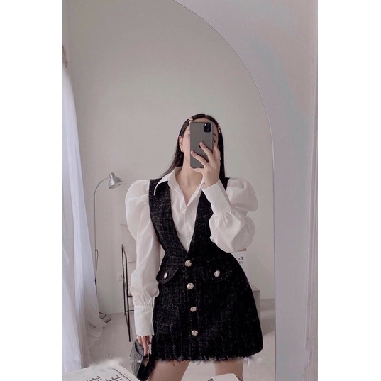 SÉT YẾM DẠ KÈM SƠ MI TAY BỒNG