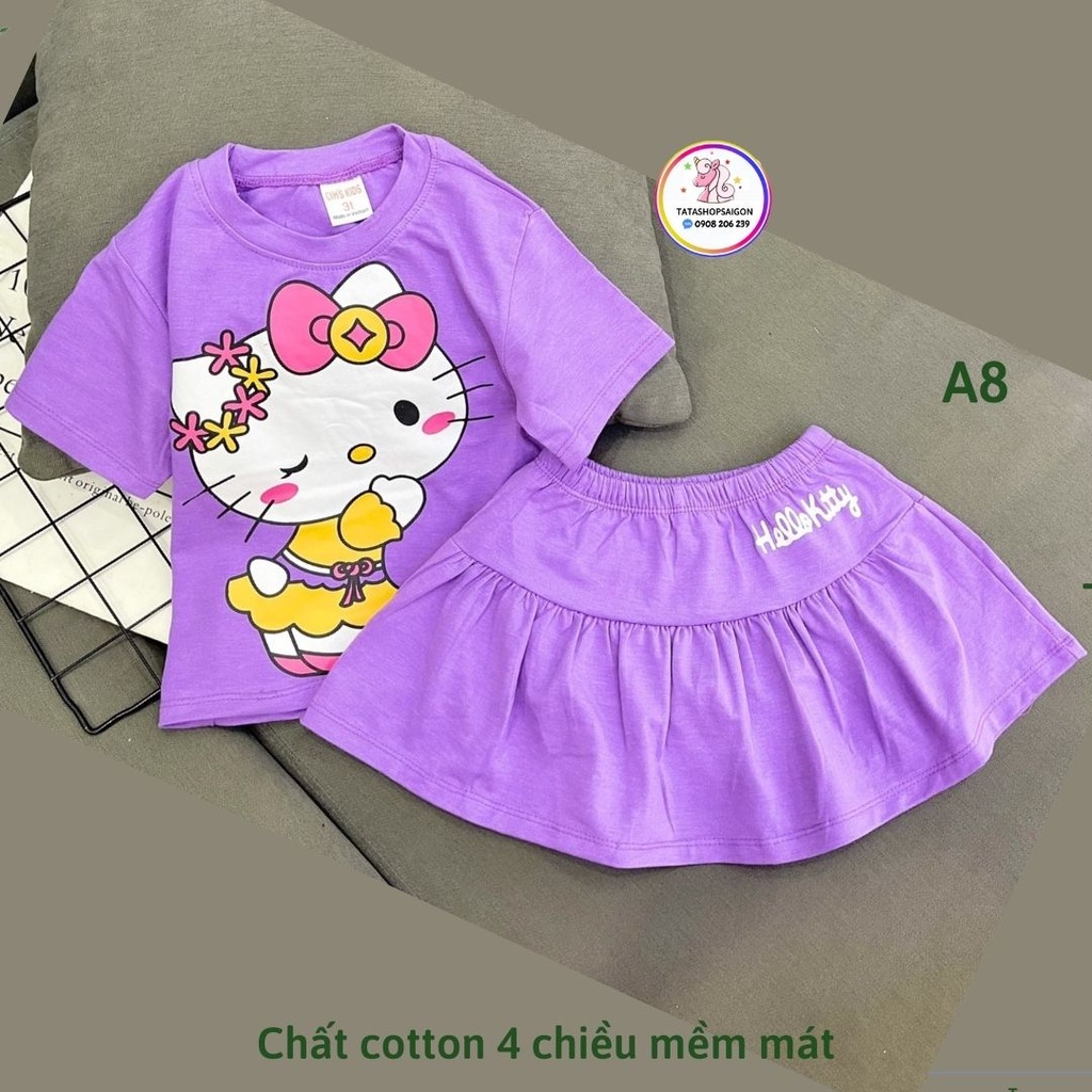 A8 Set bộ váy cho bé gái size đại thun cotton mềm mát 22 đến 40kg