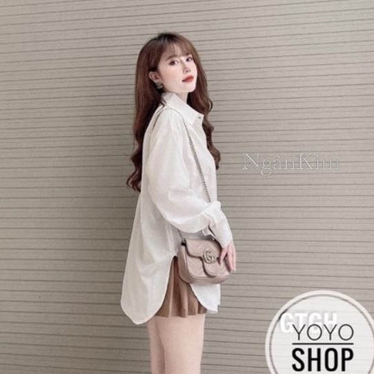 ÁO SƠ MI NỮ TAY DÀI VẠT BẦU XẺ TÀ BIGSIZE