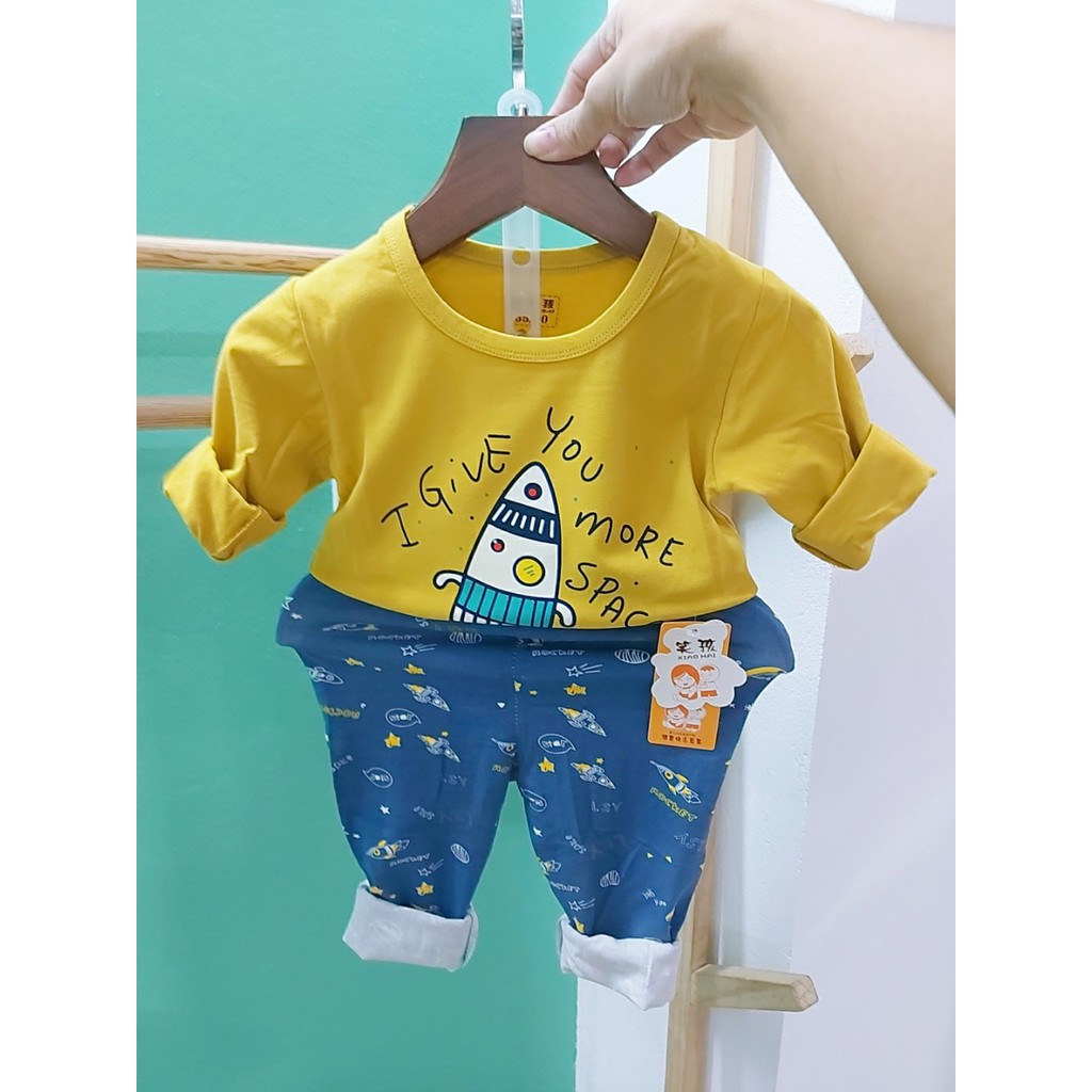 Đồ bộ dài tay cotton xuất hàn cho bé trai | Đồ bộ thu đông bé trai | Chất cotton mềm mịn