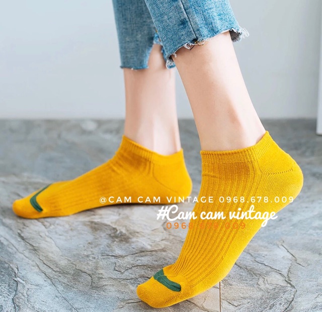 Tất vớ nam nữ cổ ngắn vớ vintage cổ ngắn tất cực xinh mềm mịn bền