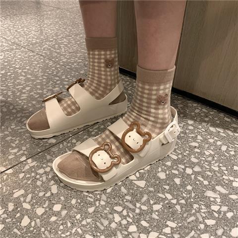 Giày sandal khóa hình gấu dễ thương 3 màu size 36-41