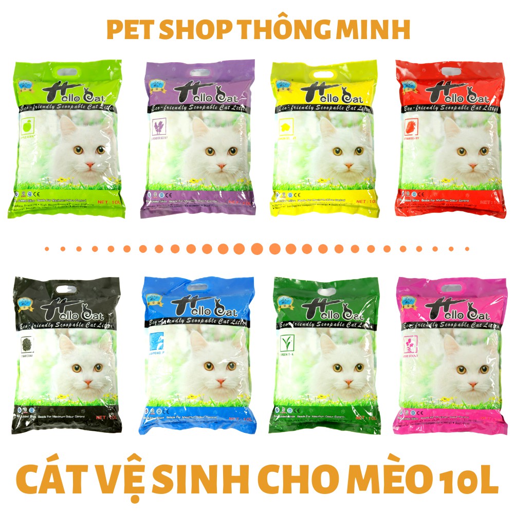 Cát Vệ Sinh Cho Mèo Không Bụi Vón Nhanh Mùi Hương Dịu Nhẹ Dễ Chịu - Hello Cat Bentonite Sand 10L