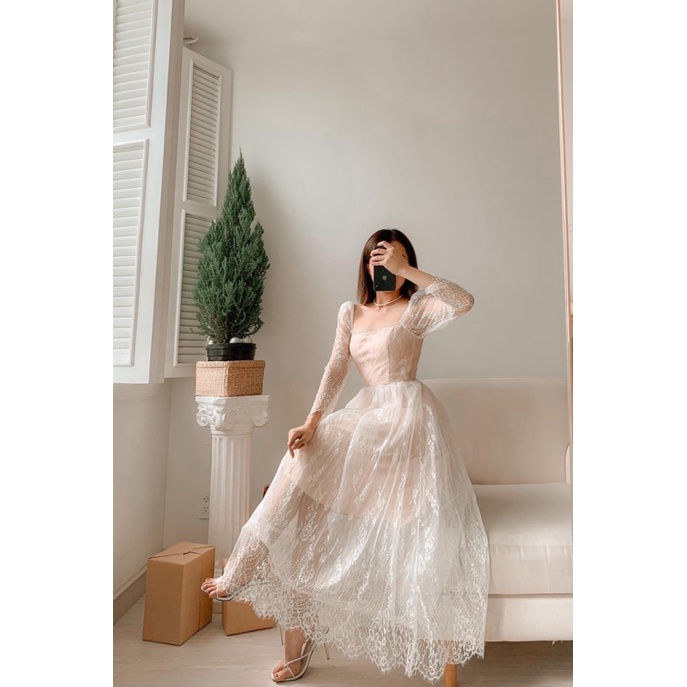 ĐẦM REN CÓ LÓT DA CỰC XINH UP thoi trang shop valentina