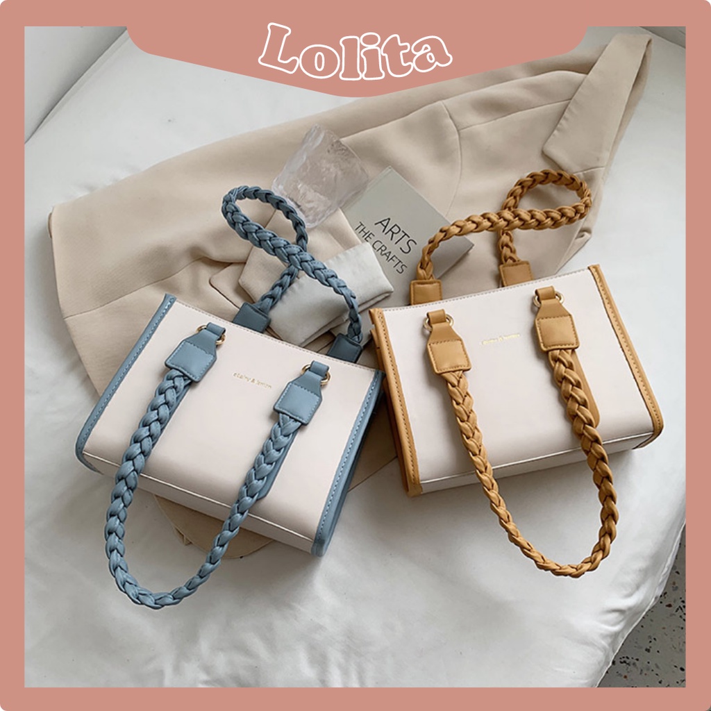 Túi Xách Nữ Tote Kẹp Nách LILAS Baggu Da PU Dây Đan Khoá Kéo