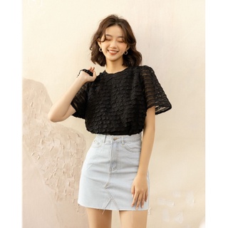 Olv - áo alva top in black