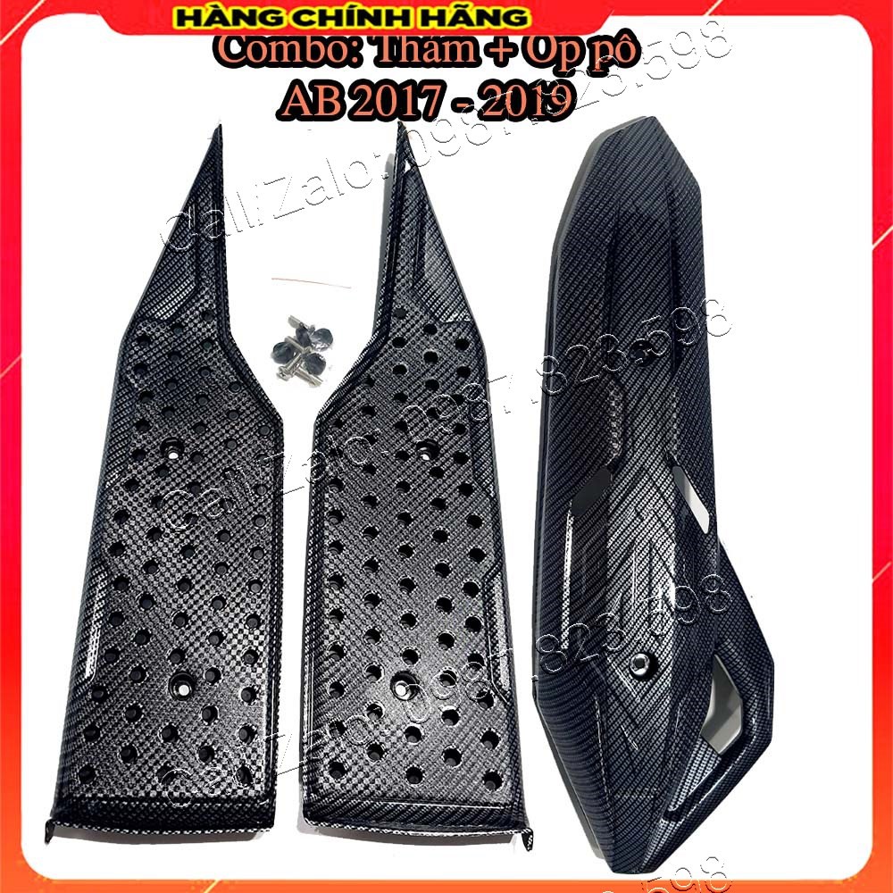 (𝐂𝐨𝐦𝐛𝐨) Ốp Pô và Thảm Xe AB, Airblade 2017 - 2019 mạ Carbon ( Hàng Chính Hãng Artistar), Thảm AB 2017 - 2019; Ốp Pô AB