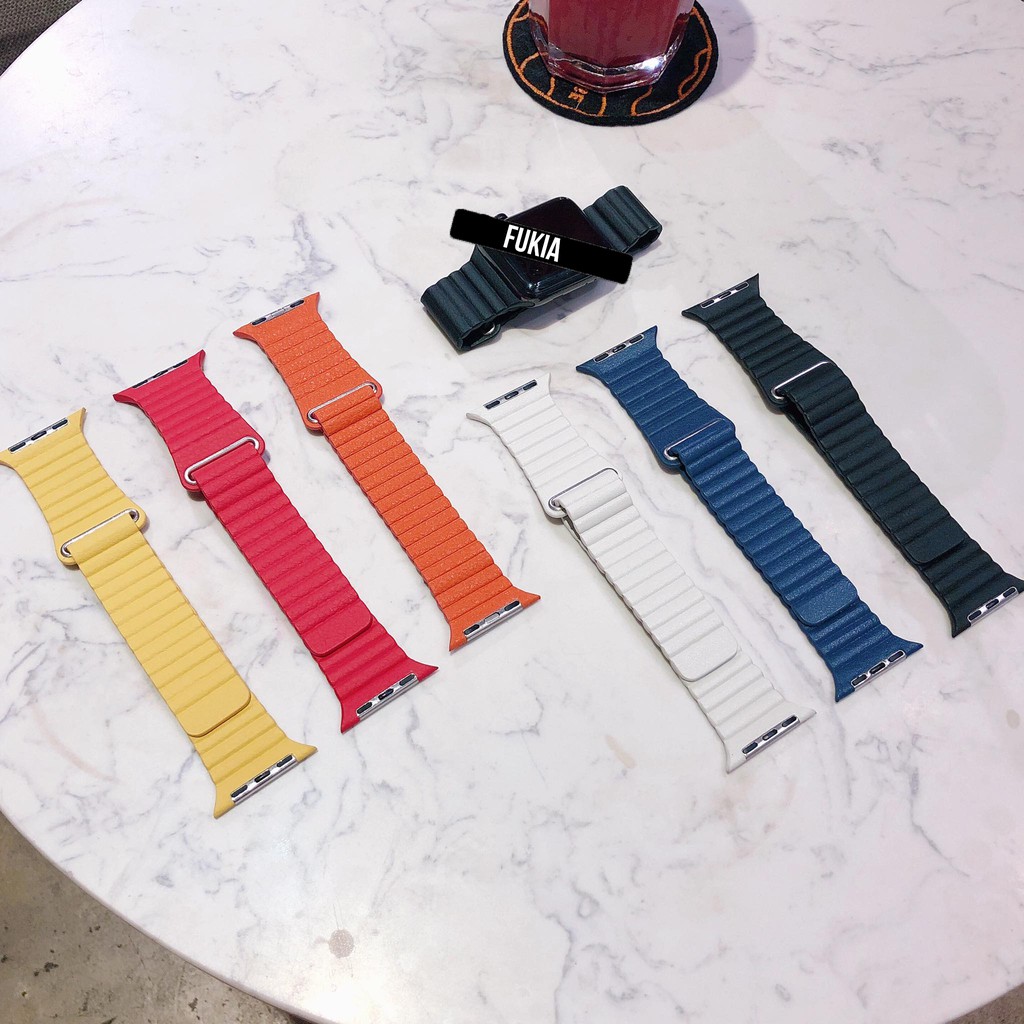 Dây da khoá nam châm cho Apple Watch đồng hồ thông minh iWatch Series 1/2/3/4/5/6/7/SE size 38/40/41/42/44/45 Fukia