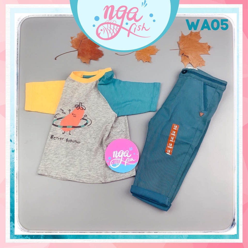 Áo cotton thun tay lỡ cho bé Agabang rau củ đáng yêu Nga Fish WA05