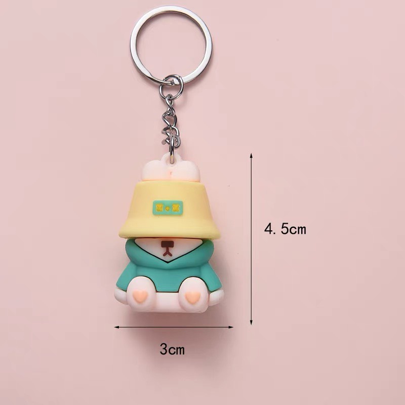 Móc Khóa Gấu Che Mặt Nhiều Màu Đáng Yêu