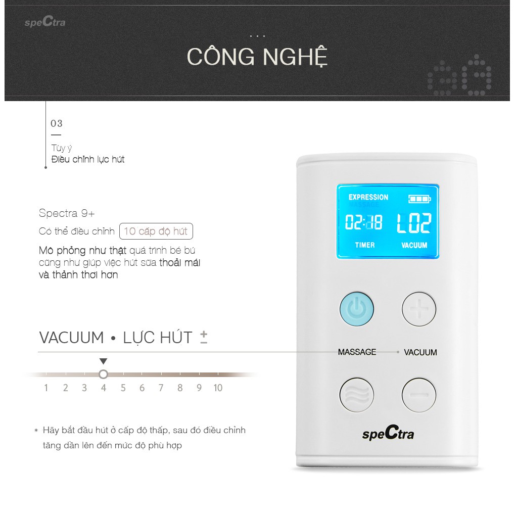 [Chính Hãng Mới 100%] Máy hút sữa Spectra 9 plus hút đôi (dùng điện và pin sạc)