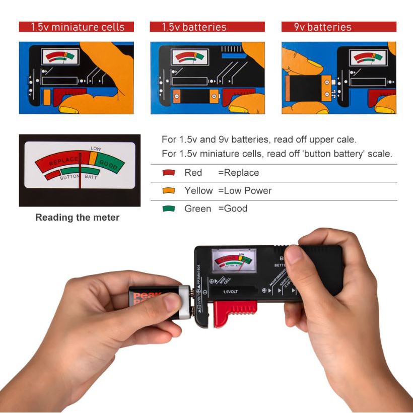 Máy Test pin dụng cụ test pin BT-168 1.5V 9V