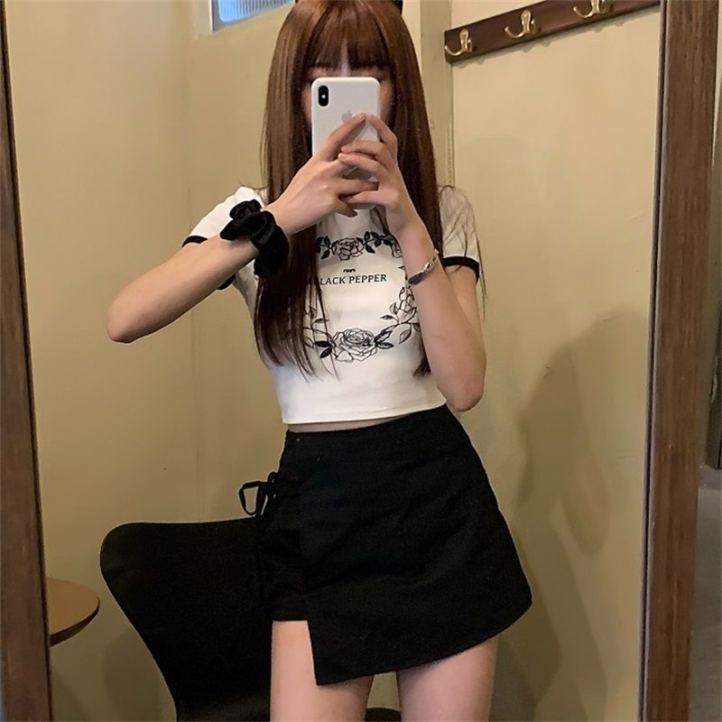 Set Áo Thun Ngắn Tay + Quần Short Cột Dây Thời Trang Nữ