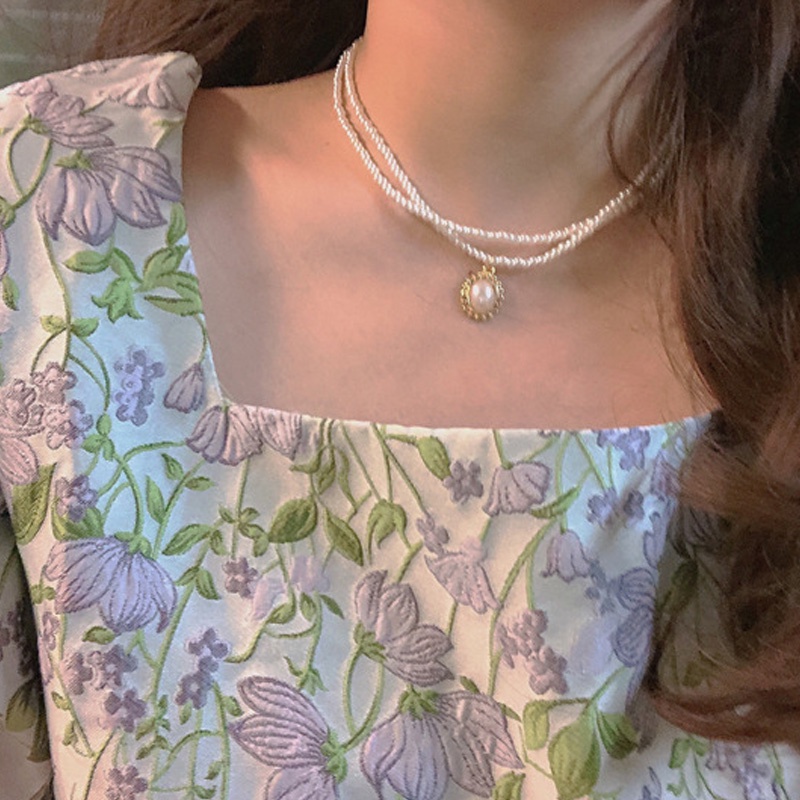 Vòng cổ Hai Lớp Đính Ngọc Trai Thanh Lịch Cho Nữ