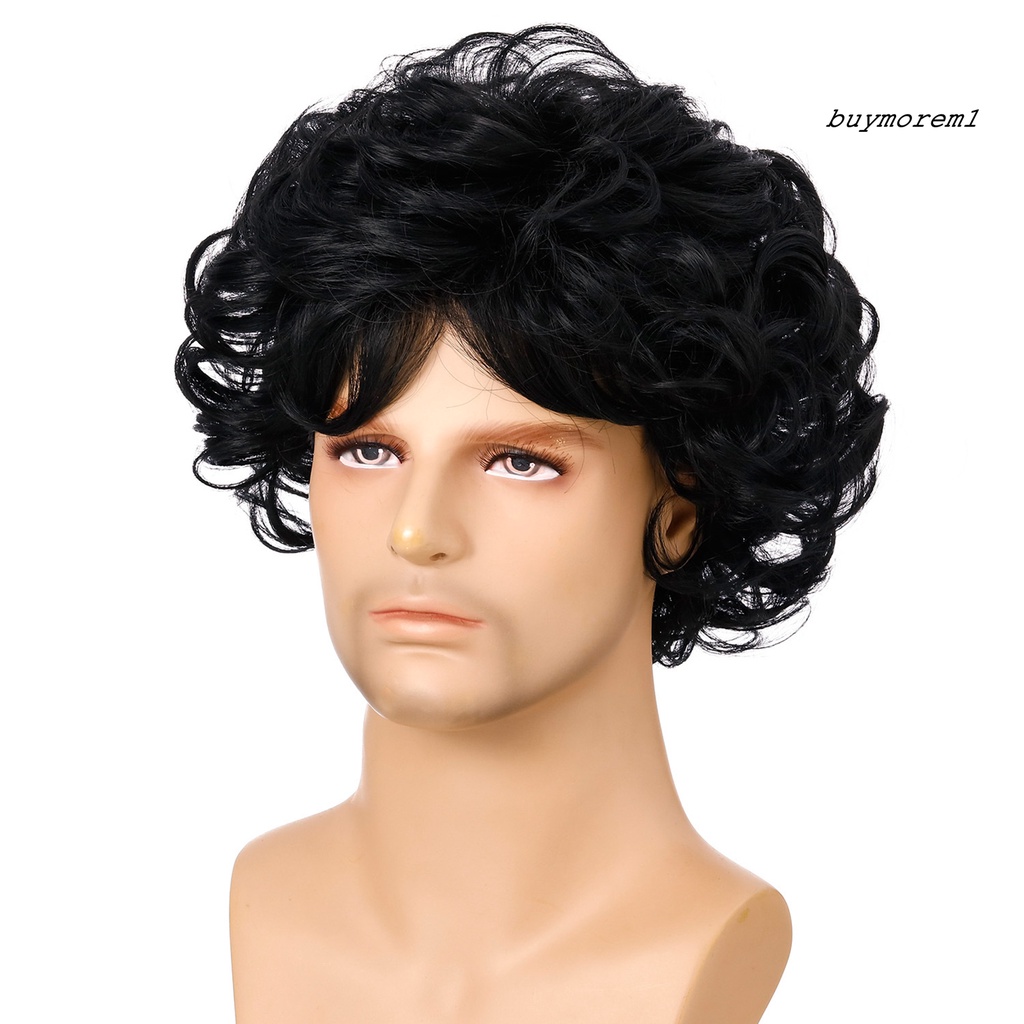 BUYME Wig Short Curly Hair Fluffy Headgear Center Parting Bang Wigs for Cosplay Party