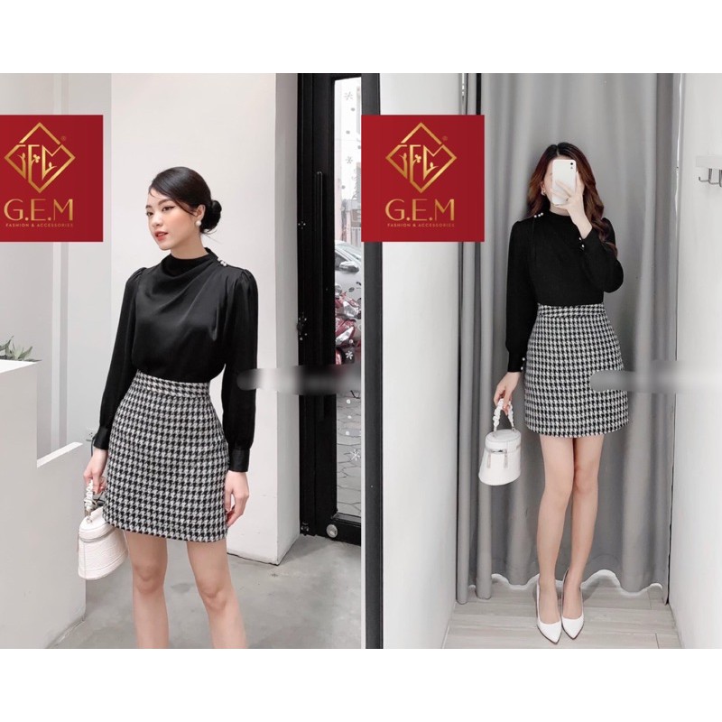 [BÁN BUÔN&LẺ] Áo kiểu nữ GEMNT3 vạt chéo vai đính cườm đi học hoặc công sở đều thời trang - dễ phối chân váy hay quần | BigBuy360 - bigbuy360.vn