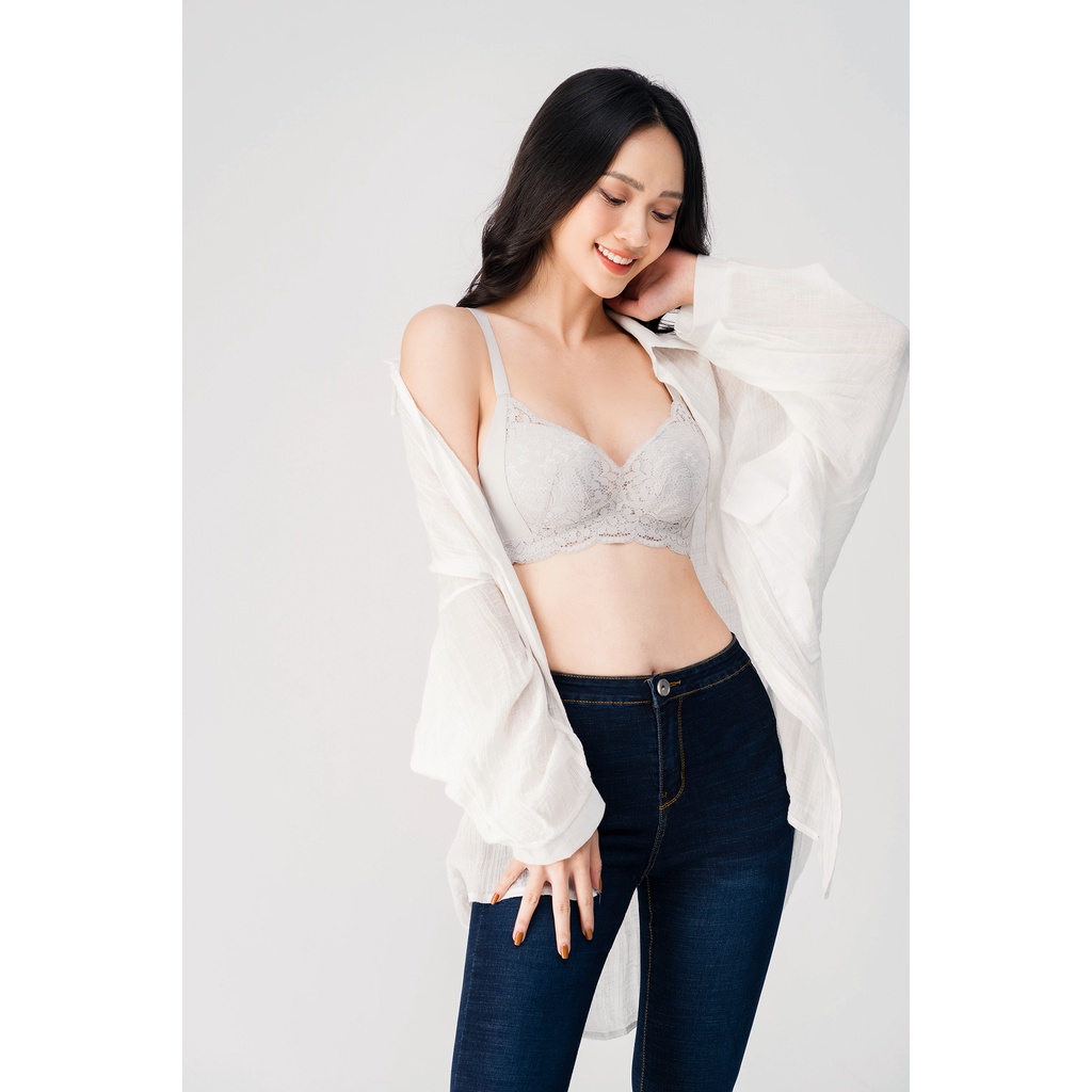 Áo Lót Nữ Cao Cấp Không Gọng LUPERI Đệm Mềm Nâng Ngực Phối Ren Bản 3 Móc Chắc Chắn Co Giãn Tốt LUAL863