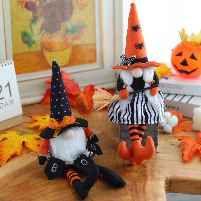 Bộ 2 Thú Nhồi Bông Hình Gnome Scandinavian Tomte Thụy Sĩ Trang Trí Halloween