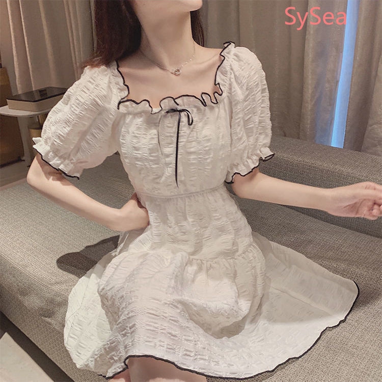 Women's Summer White Puff Sleeve Princess Dress