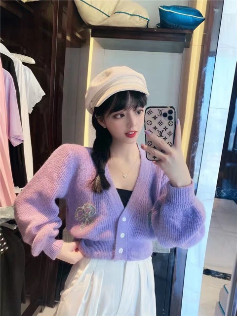 [Có ảnh thật ] Áo len tím tay dài hot trend phong cách ulzzang | BigBuy360 - bigbuy360.vn