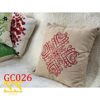 Gối tựa GC026 - Họa tiết  nhung hoa cung đình đỏ
