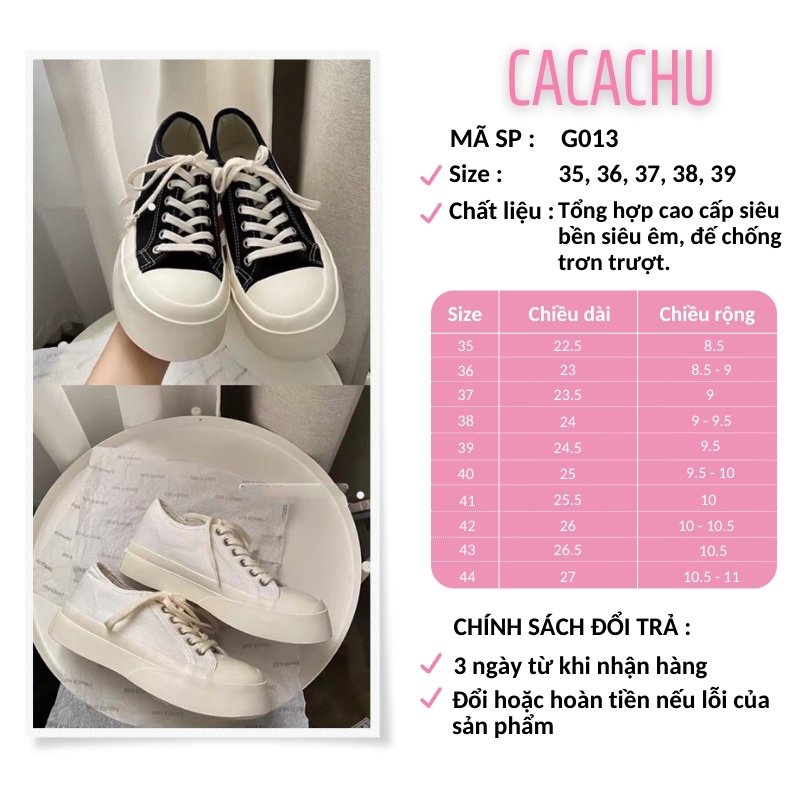 Giày thể thao nữ Ulzzang đế bánh mì màu đen trắng năng động trẻ trung hot trend 2021 hàng Trung cao cấp đẹp CACACHU G013