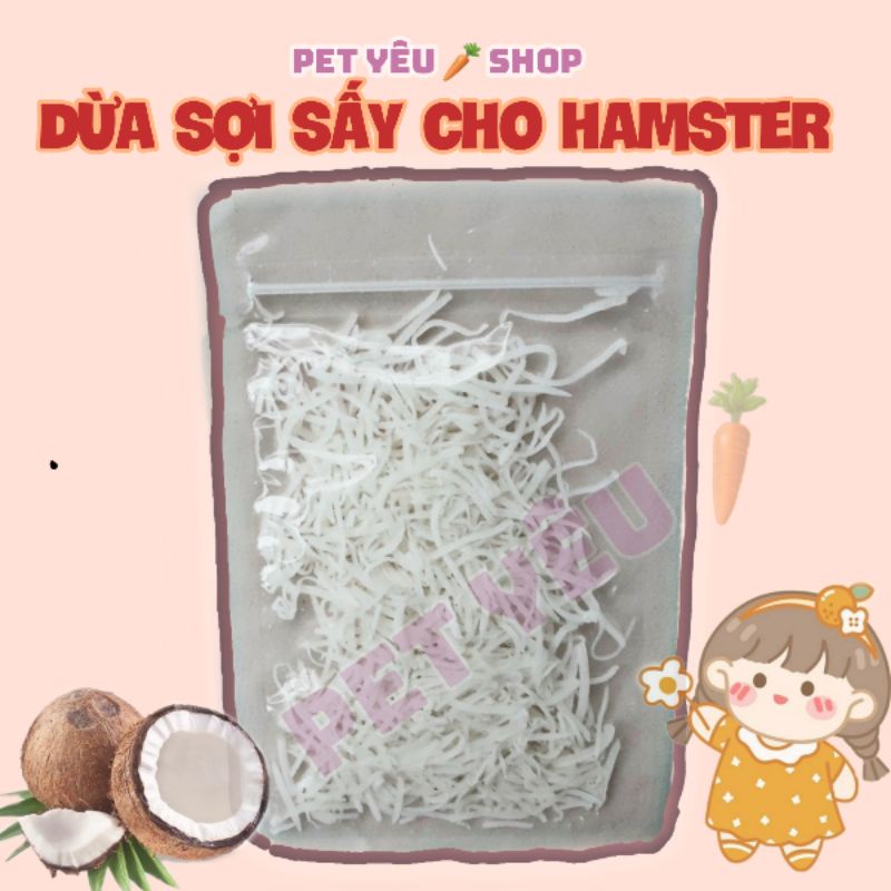 Dừa sợi cho hamster - dừa sấy hamster (15Gr)FREESHIP thức ăn hamster siêu thơm