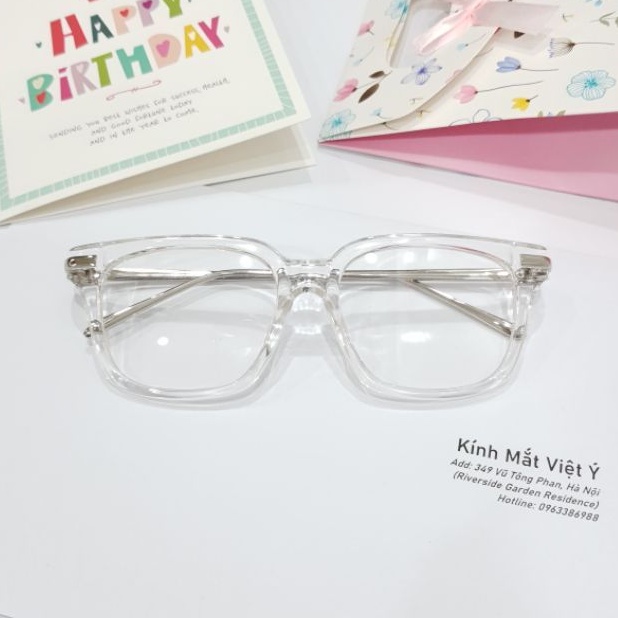 Gọng kính trong suốt unisex nhựa cứng càng kim loại , kiểu dáng mắt vuông , 2 màu càng cơ bản - 0004