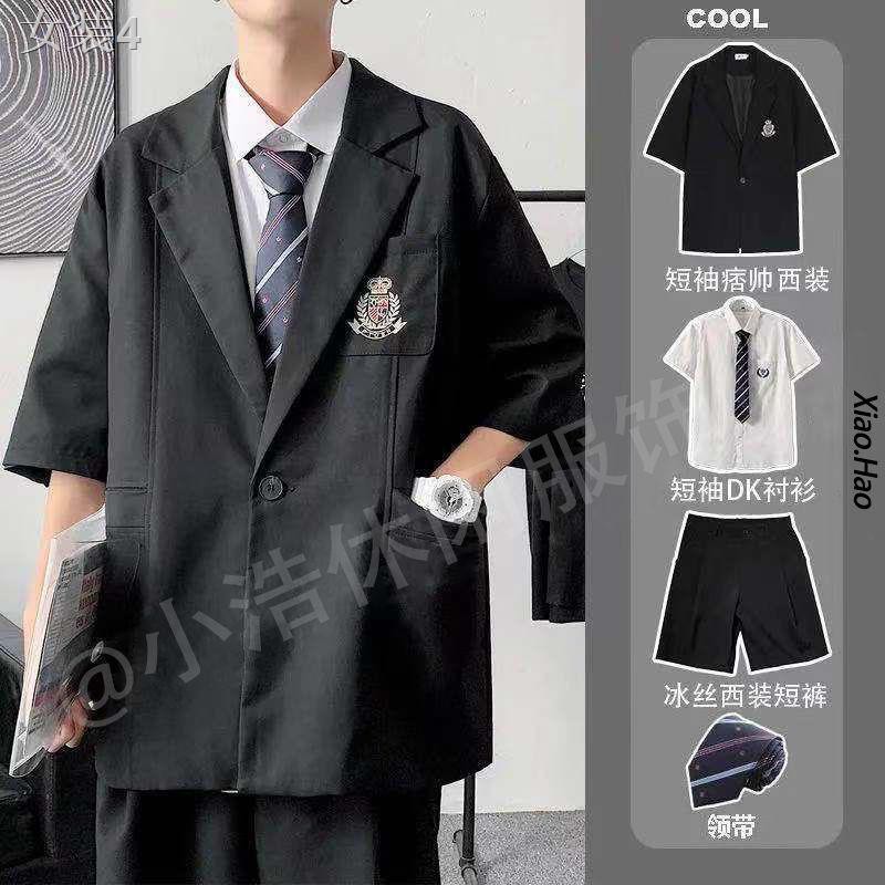 ❏●DK đồng phục suit nam mùa xuân và hè mới bộ đồ ngắn tay Phiên bản Hàn Quốc của lớp học sinh hoang dã đẹp trai p