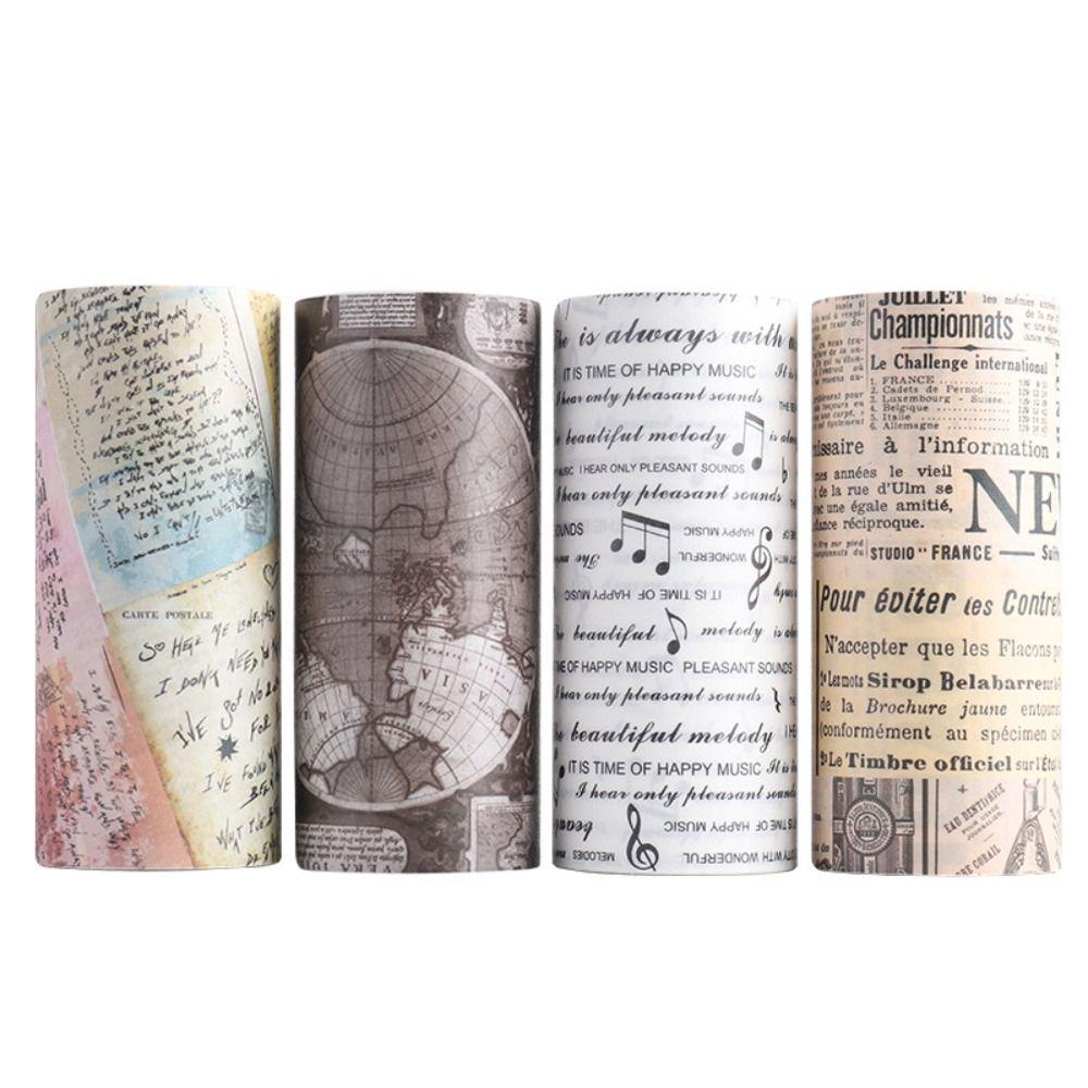 LAKAMIER Set 4 Cuộn Băng Dính Washi Dán Trang Trí Sổ Tay DIY