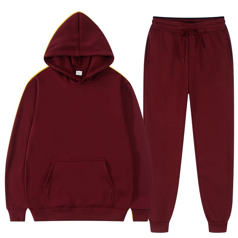 Bộ Quần Áo Hoodie Trơn Mũ 2 Lớp Phối Màu Phong Cách - Nỉ Bông Siêu Mịn Ấm Áp Thấm Hút Mồ Hôi Phong Cách AMBITION