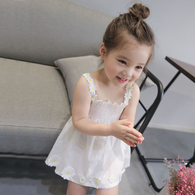 Đầm Công Chúa Không Tay Chất Liệu Cotton Họa Tiết Sọc Caro Dễ Thương Dành Cho Bé Gái