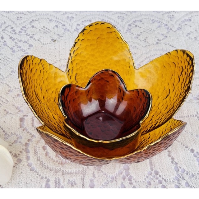 Bát thuỷ tinh hình hoa 5 cánh viền vàng cao cấp (nhiều size,nhiều màu)