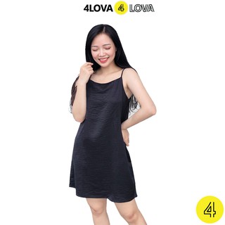 Váy đầm 2 dây nữ đũi lụa 4LOVA suông trơn basic đẹp nhẹ nhàng năng động - VDLA