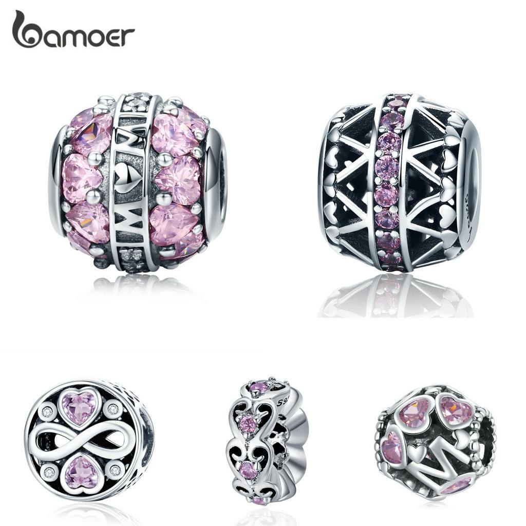 Hạt Trang Sức Bamoer SCC215 Bạc Sterling 925 Hình Bướm Và Trái Tim Đáng Yêu Nhân Ngày Của Mẹ