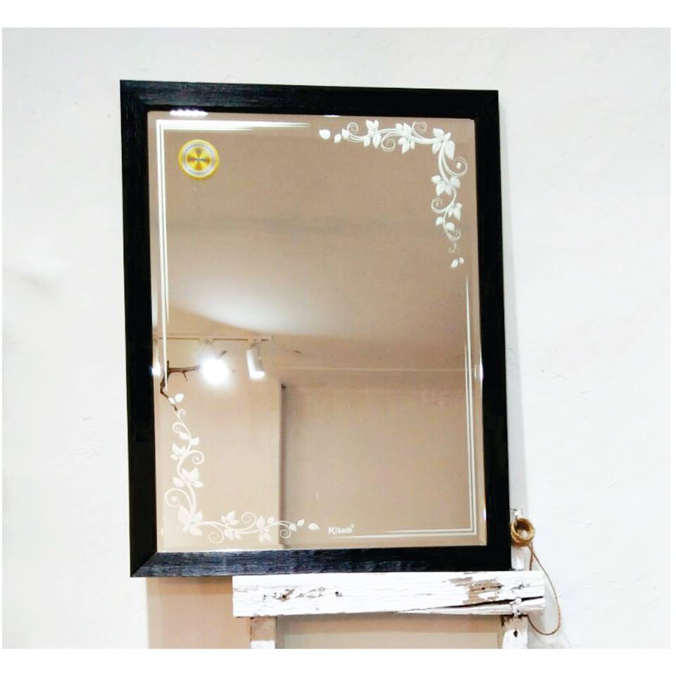 Gương soi Kibath khung viền đen KT 50x70 cm
