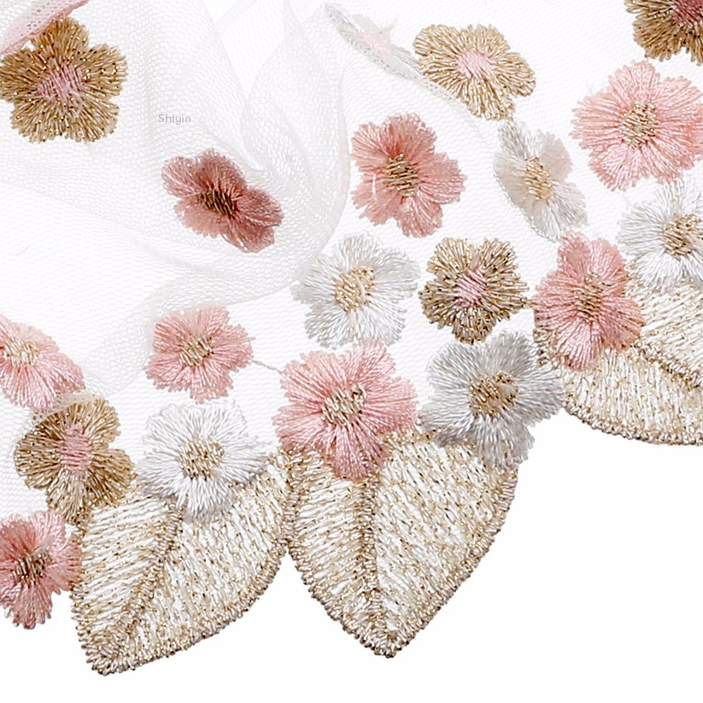 Cuộn Dây Ruy Băng Vải Tuyn Thêu Hoa Dùng Trang Trí Đám Cưới