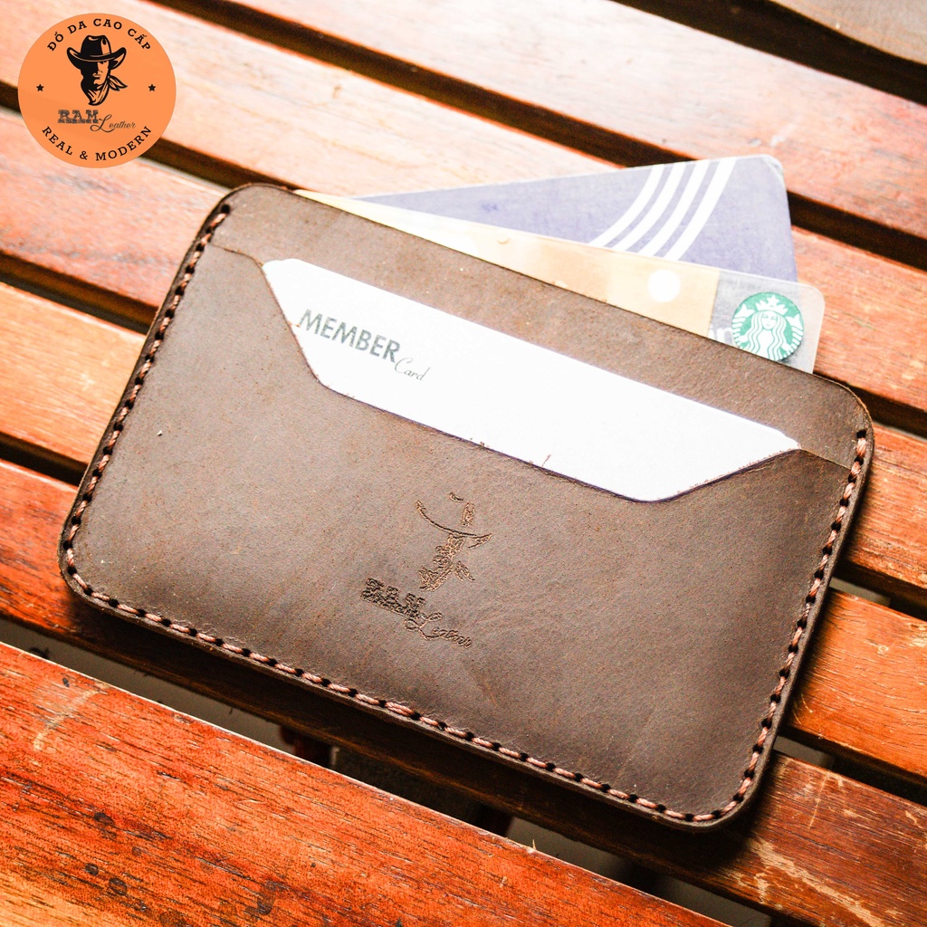 Ví Nam Card Mini Da Bò Sáp Ngựa Màu Nâu Đất - Ram Leather