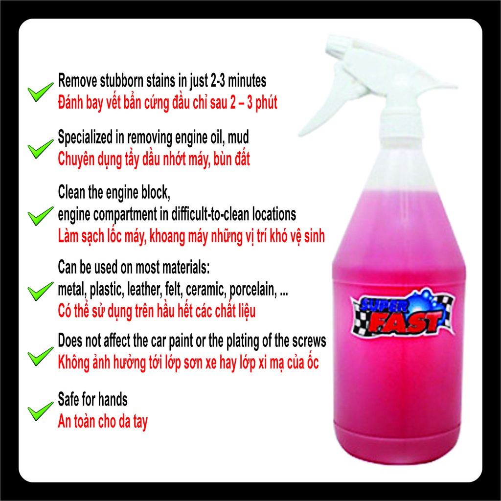 Dung dịch nước rửa xe đa năng SUPER FAST - nước rửa xe không chạm - ex ab vario sh winner nvx exciter air blade