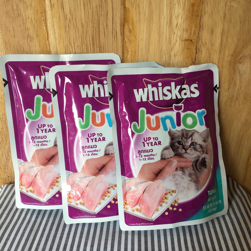 Thức ăn mèo con Whiskas vị cá ngừ túi 80g (Xốt whiskas )