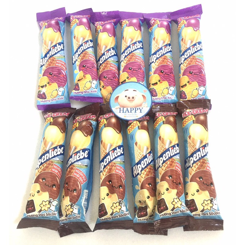 Kẹo mút ICE-CREAM ALPENLIEBE hương Vani Sôcôla/Nho Xoài que 14,5g