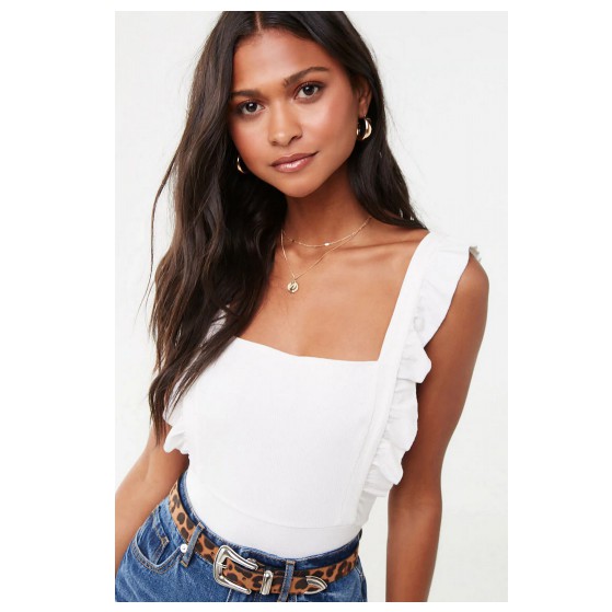 BODYSUIT THUN GÂN 2 DÂY PHỐI BÈO F21