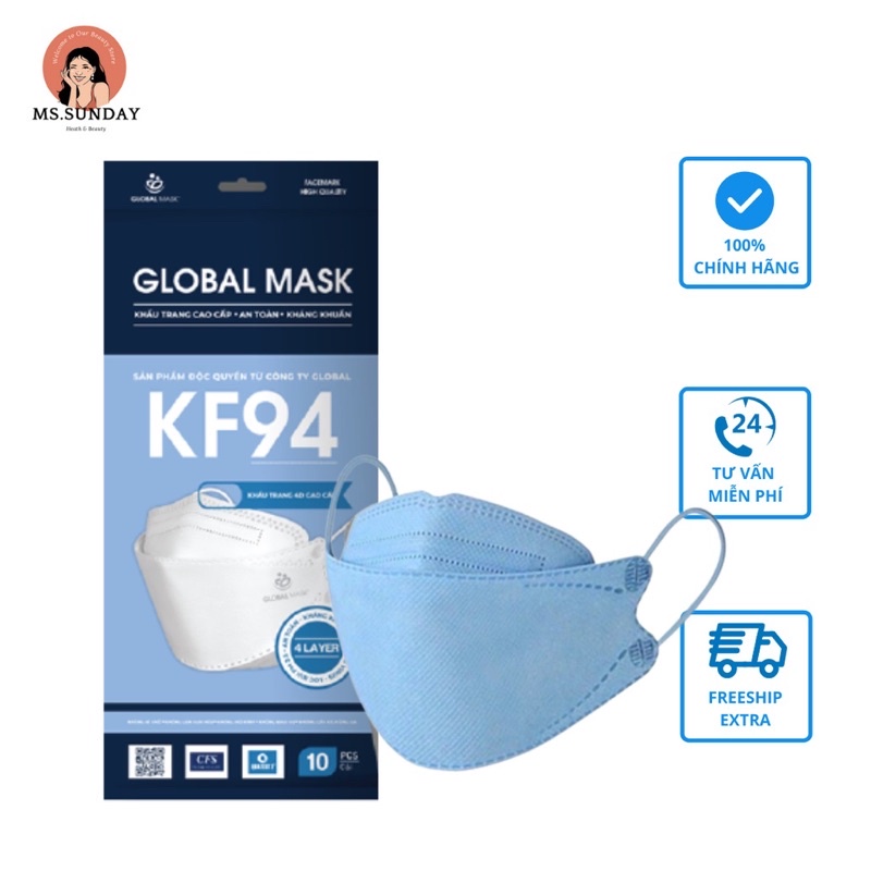 Thùng Khẩu Trang Global Mask - KF94 - 4D ôm sát mặt