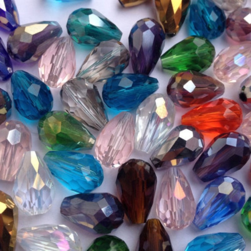 Set 100 hạt pha lê hình giọt nước dùng làm trang sức thủ công