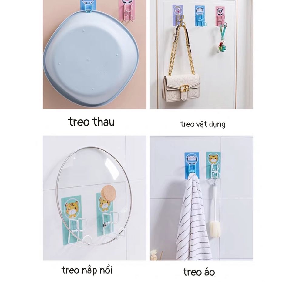 Móc Dán Tường Treo Thau Chậu, Khăn, Quần Áo/ Giá Gắn Tường Treo Đồ Nhà Bếp, Nhà Tắm Mẫu Hoạt Hình Dễ Thương