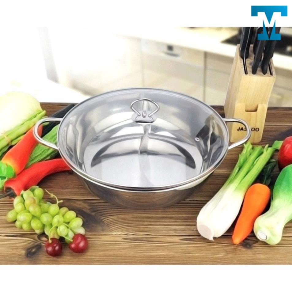 Nồi lẩu inox 2 ngăn 30cm - Đồ dùng nhà bếp tiện lợi đa năng