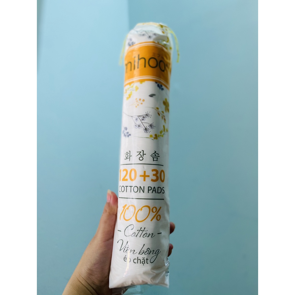 BÔNG TẨY TRANG MIHOO 150 PADS - SẠCH BÃ NHỜN 100% COTTON MỀM MỊN
