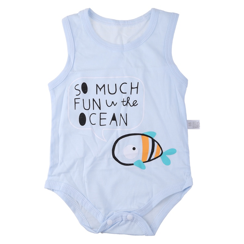 Bộ Áo Liền Quần Sát Nách In Hoạt Hình Động Vật Thời Trang Mùa Hè Cho Bé Sơ