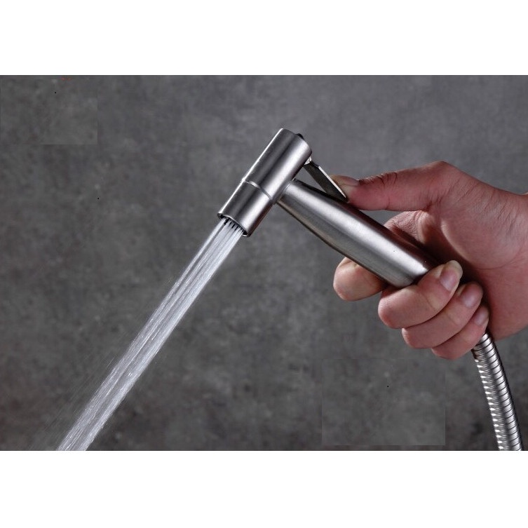Vòi xịt vệ sinh inox304 cao cấp + Dây 1,2m chống xoắn đầu đồng + Cài xịt Inox - HV Store 970