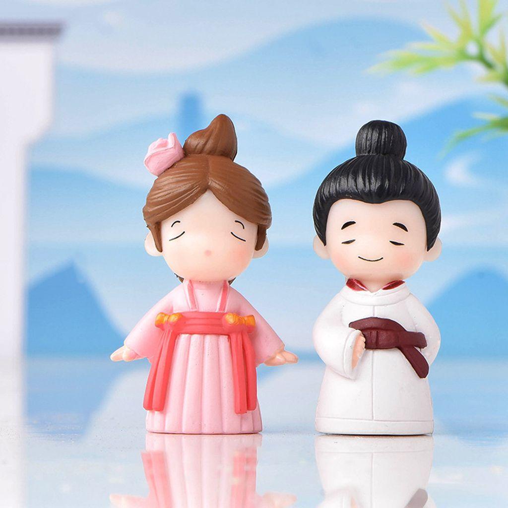 Mô Hình Cặp Đôi Mini Phong Cách Trung Hoa Cổ Điển Dùng Trang Trí DIY